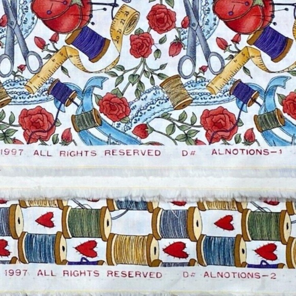 2.7 YD Hi-Fashion Fabric Sewing Spool Thread Heart Rose Measuring Tape Pin Quilt - Picture 9 of 9